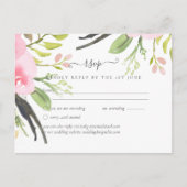 Roze Blush Olijfgroene Trouw RSVP Briefkaart (Voorkant)