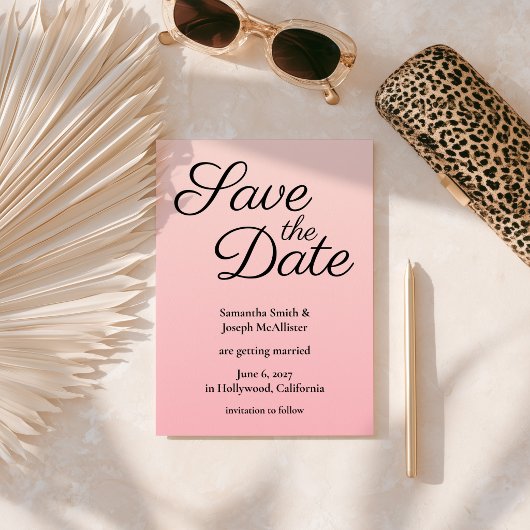 Roze Blush Ombre Save The Date