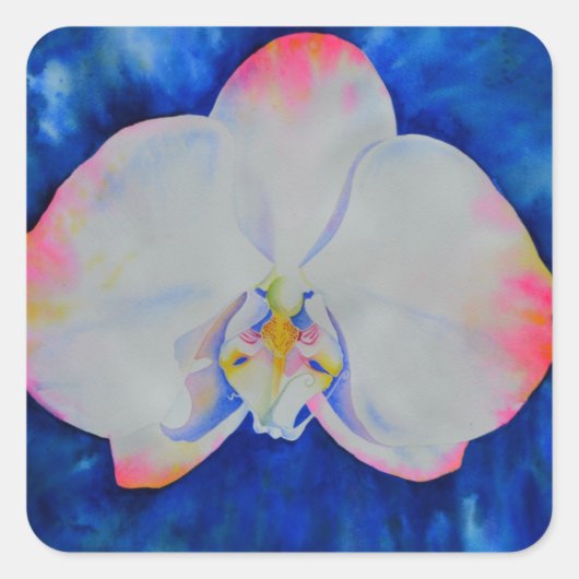 Roze Blush Orchid Vierkante Sticker (Voorkant)