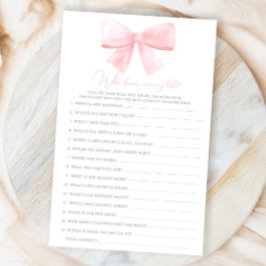 Roze Blush Pastel Bow Wie Weet Mama Beste Spel