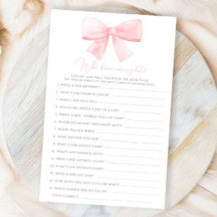 Roze Blush Pastel Bow Wie Weet Mama Beste Spel
