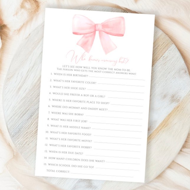 Roze Blush Pastel Bow Wie Weet Mama Beste Spel (Creator heeft geüpload)