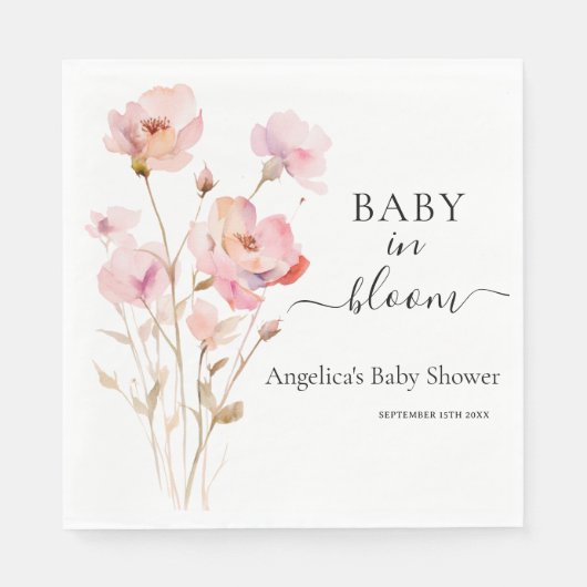 ROZE BLUSH PASTEL WATERVERF BLOEMIGE ROZEN SERVET (Voorkant)