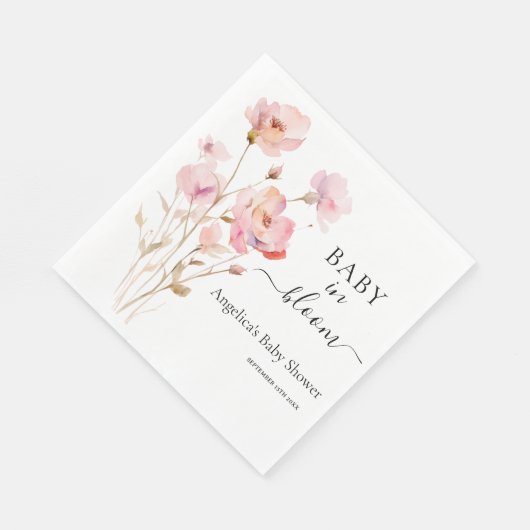 ROZE BLUSH PASTEL WATERVERF BLOEMIGE ROZEN SERVET (Hoek)