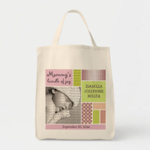 Roze Blush Patchwork Aangepast fotopapier / Mammie Tote Bag