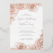 Roze Blush Peach Roos bruiloft Folie Uitnodiging (Voorkant)