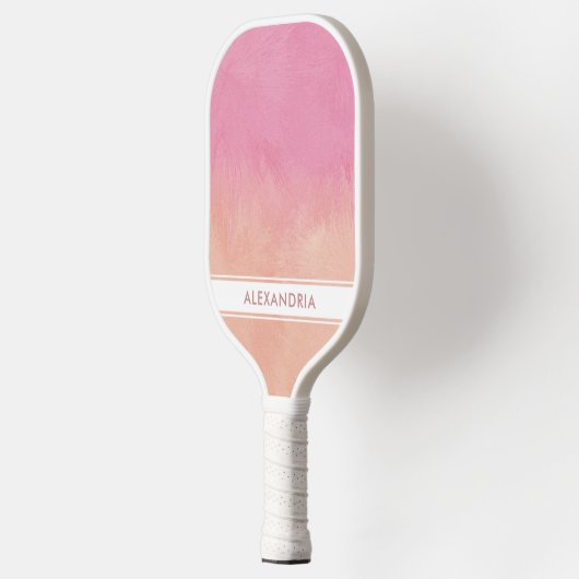 Roze Blush Peach Stijlvol Dromerig Abstract Chique Pickleball Paddle (Links)