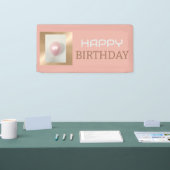 Roze Blush Pearlescent Verjaardagsbanner Spandoek (Beurs)