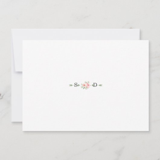 Roze blush Peonies Bloom Wedding Calligraphy Save The Date (Achterkant)