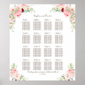 Roze blush Peonies Bloom Wedding Seating Chart Poster (Voorkant)
