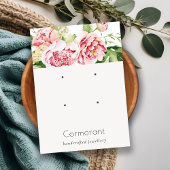 Roze Blush Peony Floral 2 Stud Earring Display Visitekaartje