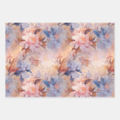 Roze Blush Perzik Oranje Bloemig  Inpakpapier Vel (Voorkant 3)