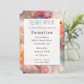 Roze Blush Perzik Oranje Bloemige Verjaardag Kaart (Staand voorkant)