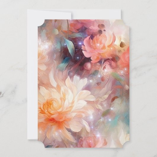 Roze Blush Perzik Oranje Bloemige Verjaardag Kaart (Achterkant)