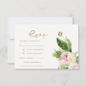 Roze Blush Pioen Bloemige Waterverf Bruiloft RSVP (Voorkant)