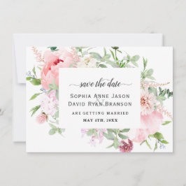 Roze Blush Pioenrozen Bloeiende Trouwcalligrafie Save The Date