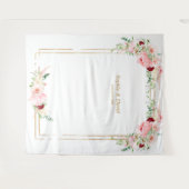 Roze Blush Pioenrozen Gouden Bloei Fotohokje Bruil Wandkleed (Voorkant (horizontaal))