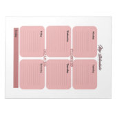 Roze Blush Planner Schema Wekelijks Notitieblok (Voorkant)