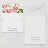 Roze Blush Pony Floral Earring Ketting Display Visitekaartje (Voorkant / Achterkant)