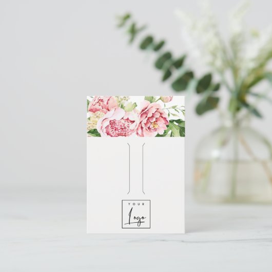 Roze Blush Pony Floral Logo Hairclip display Visitekaartje (Staand voorkant)