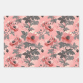 Roze, blush poppy bloem patroon inpakpapier vel (Voorkant 3)
