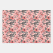 Roze, blush poppy bloem patroon inpakpapier vel (Voorkant 2)