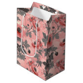 Roze, blush poppy bloem patroon medium cadeauzakje (Voorkant Gekanteld)