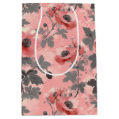 Roze, blush poppy bloem patroon medium cadeauzakje (Voorkant)