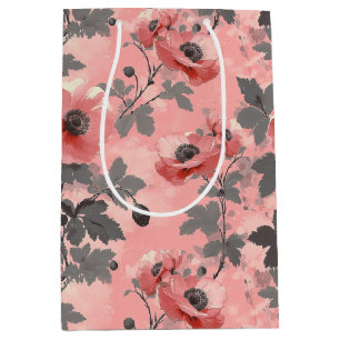 Roze, blush poppy bloem patroon medium cadeauzakje