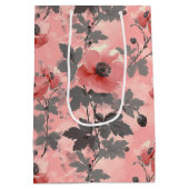 Roze, blush poppy bloem patroon medium cadeauzakje (Achterkant)