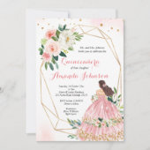 Roze Blush Princess Quinceañera Uitnodiging (Voorkant)
