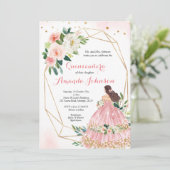 Roze Blush Princess Quinceañera Uitnodiging (Staand voorkant)