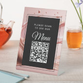 Roze Blush QR-code digitaal menu Reclamebord Met Voetstuk (Insitu)