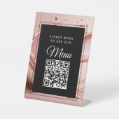 Roze Blush QR-code digitaal menu Reclamebord Met Voetstuk (Voorkant)