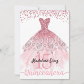 Roze Blush Quinceanera Birthday Uitnodiging (Voorkant)