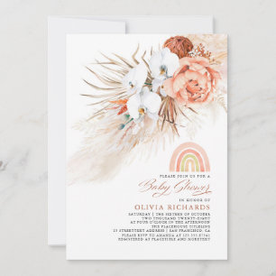 Roze Blush Regenboog Pampas Grass Baby shower Meis Kaart