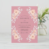 Roze Blush Romantische Bloemige Bruiloft Kaart (Staand voorkant)