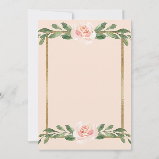 Roze Blush Romantische Bloemige Elegante Groene Sc Save The Date (Achterkant)
