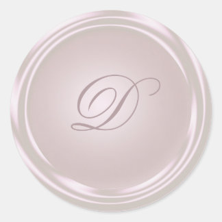 Roze Blush Ronde Monogram Sticker