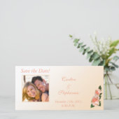 Roze Blush Roos Bruiloft Foto Aankondiging (Staand voorkant)