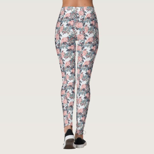 Roze Blush Roos Design Leggings (Achterkant)