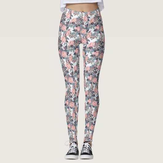 Roze Blush Roos Design Leggings (Voorkant)