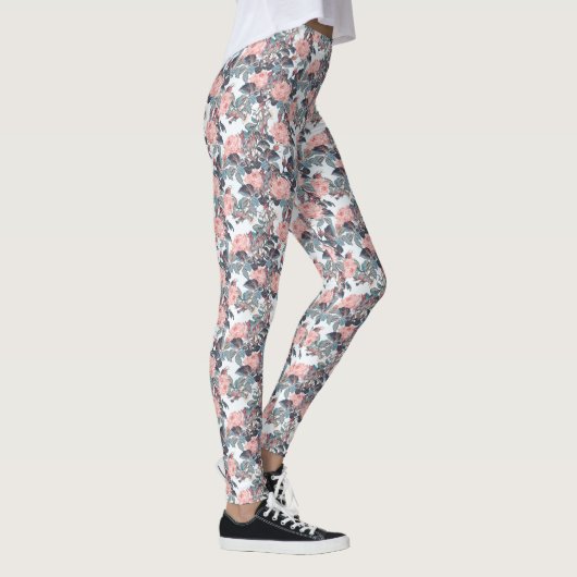 Roze Blush Roos Design Leggings (Rechts)