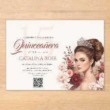 Roze Blush Roos Elegante Quinceañera QR Code