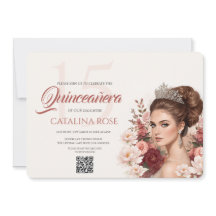 Roze Blush Roos Elegante Quinceañera QR Code