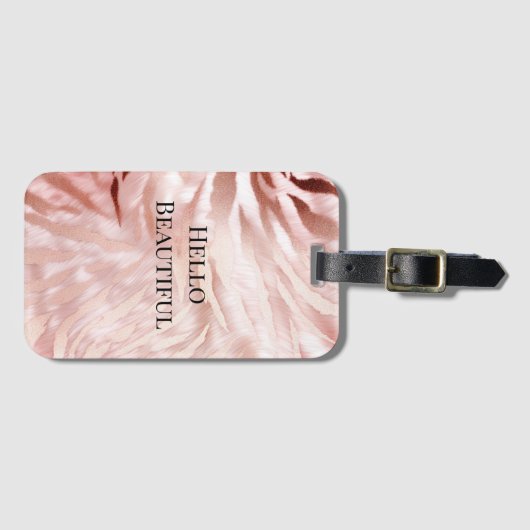  Roze Blush Roos Glam Zebra Animal Print Bagagelabel (Voorkant (horizontaal))