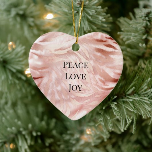  Roze Blush Roos Glam Zebra Animal Print Keramisch Ornament (Boom)