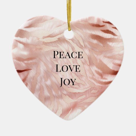 Roze Blush Roos Glam Zebra Animal Print Keramisch Ornament (Voorkant)