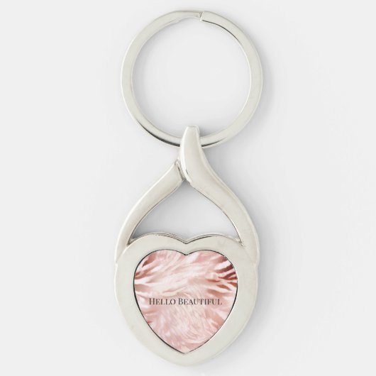  Roze Blush Roos Glam Zebra Animal Print Sleutelhanger (Voorkant)