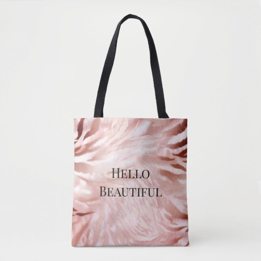  Roze Blush Roos Glam Zebra Animal Print Tote Bag (Voorkant)